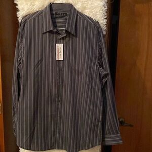 Axist Slim Fit XXL/XXG Dress Shirt. Black & Gray Stripes